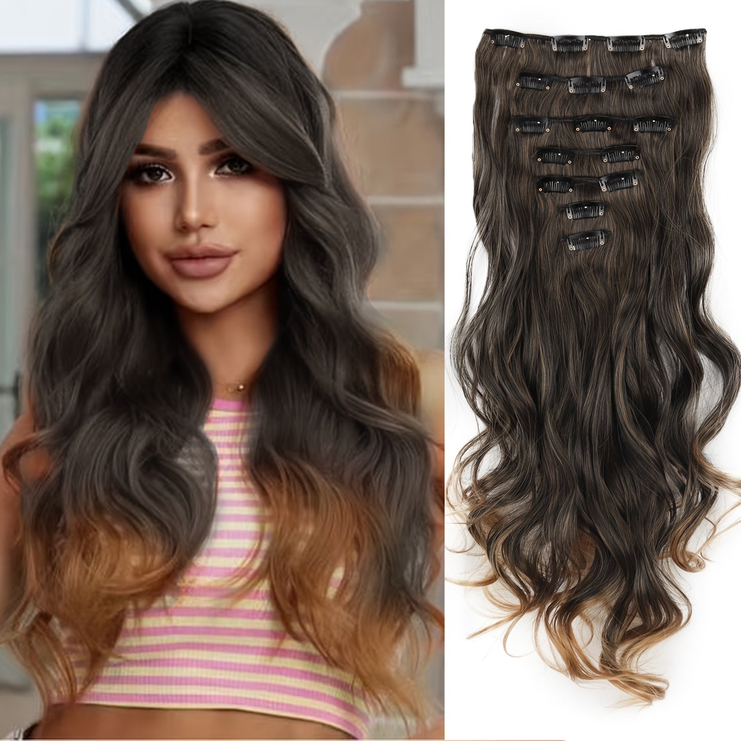 Fashionable Curly Hair with Highlights, Long Hair Extension Wefts, Made of High-heat-resistant Synthetic Material, Suitable for Daily Wear, Adds Volume, Perfect for Halloween