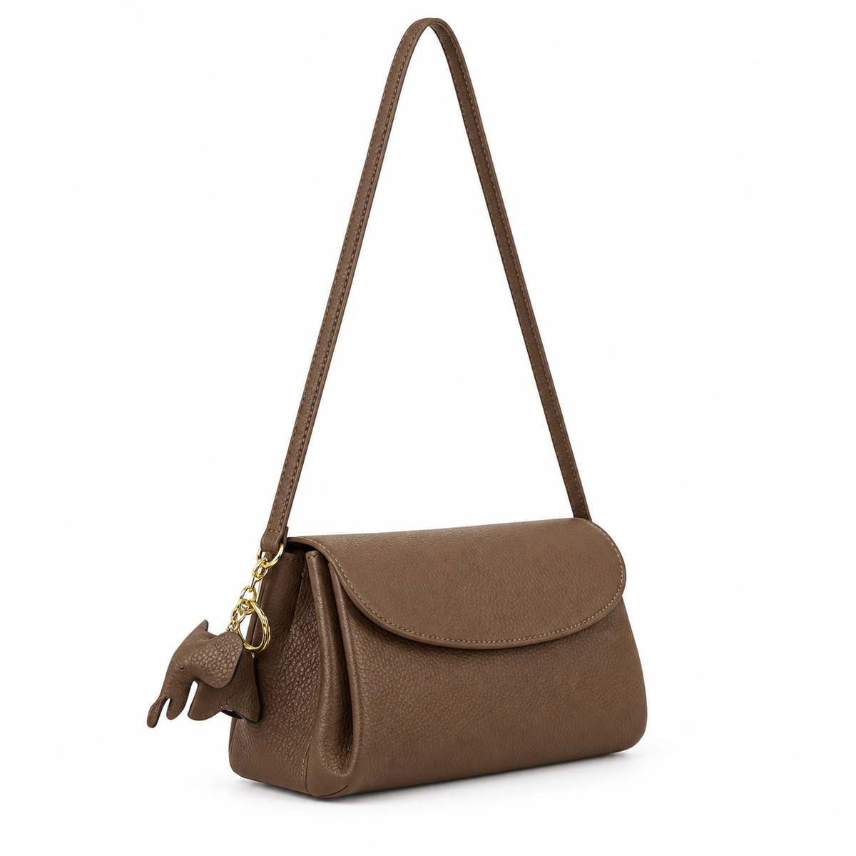 Elegant Brown Crossbody Bag With Charm