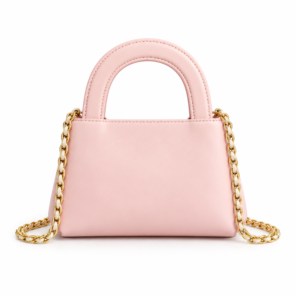 Elegant Pink Vegan Leather Chain Handbag