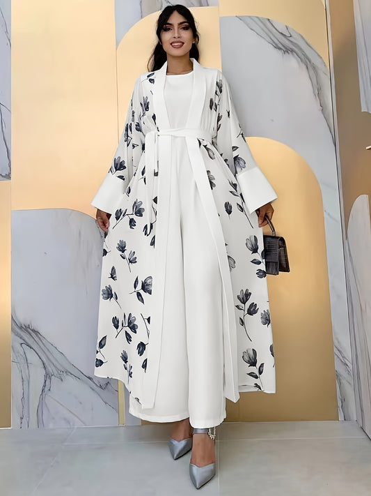 Middle Eastern Muslim Print Jumpsuit Two-Piece Set for Women Without Headscarf | Pakistani Abaya