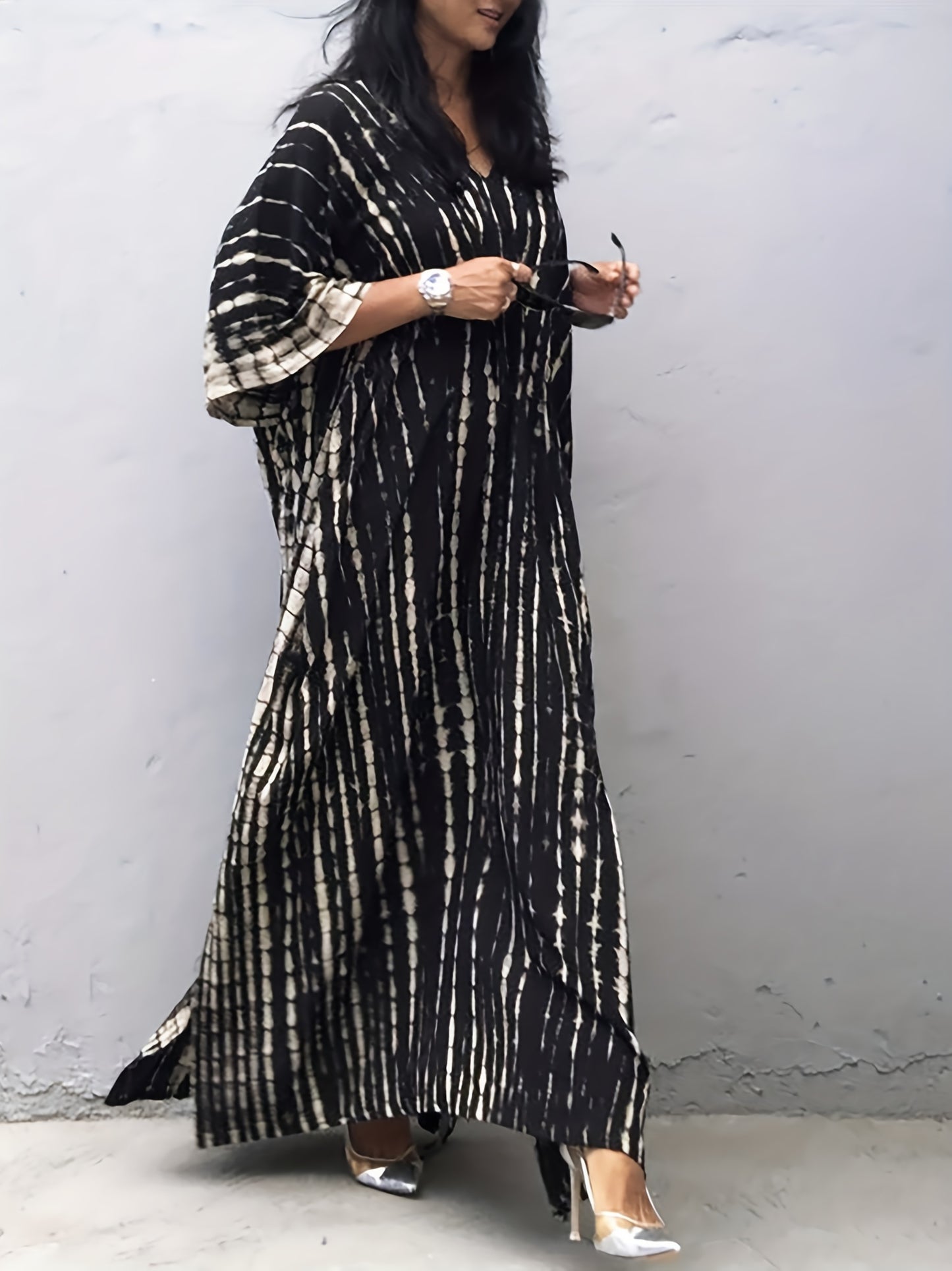 Plus Size Women's Beach Cover-Up Dress Kaftan, Large Summer Casual Beachwear