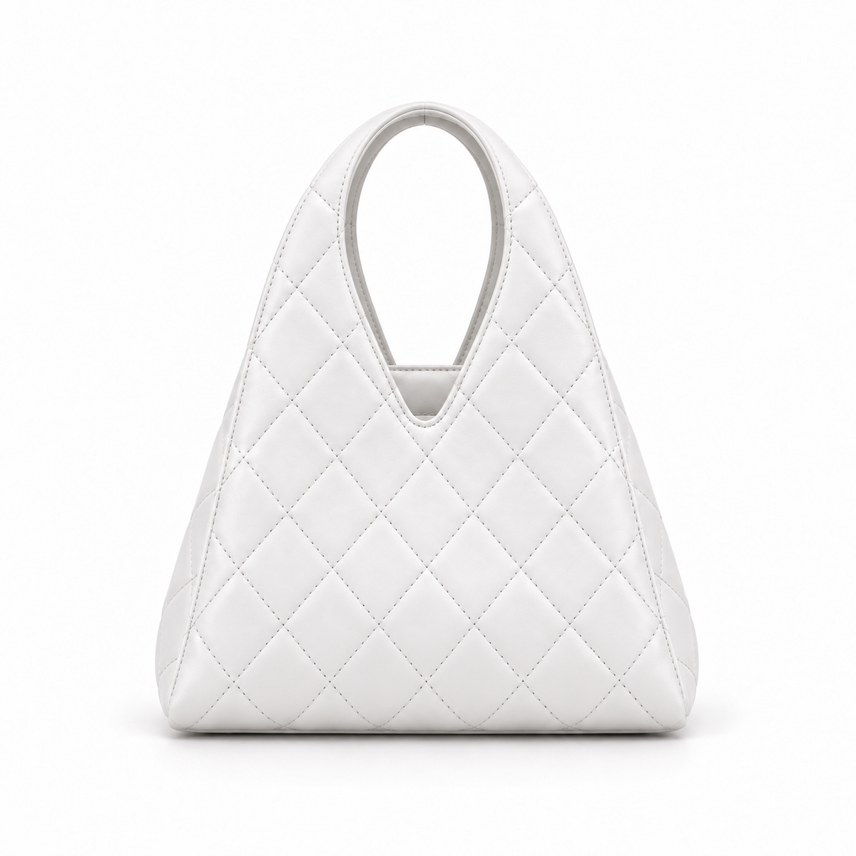 White Quilted Mini Tote Handbag with Integrated Handle