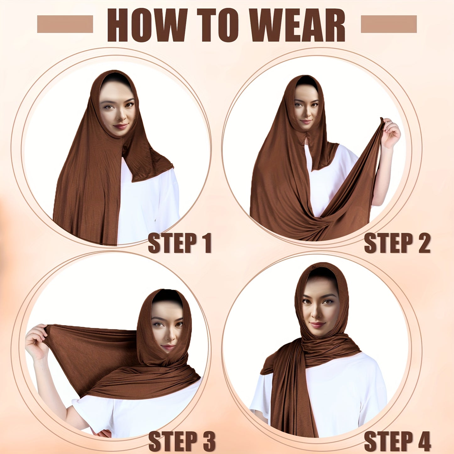 4pcs Instant Hijab For Women Bamboo Jersey Hijab Pinless Ramadan Islamic Muslim Head Wraps Premium Head Scarf Shawl Turban