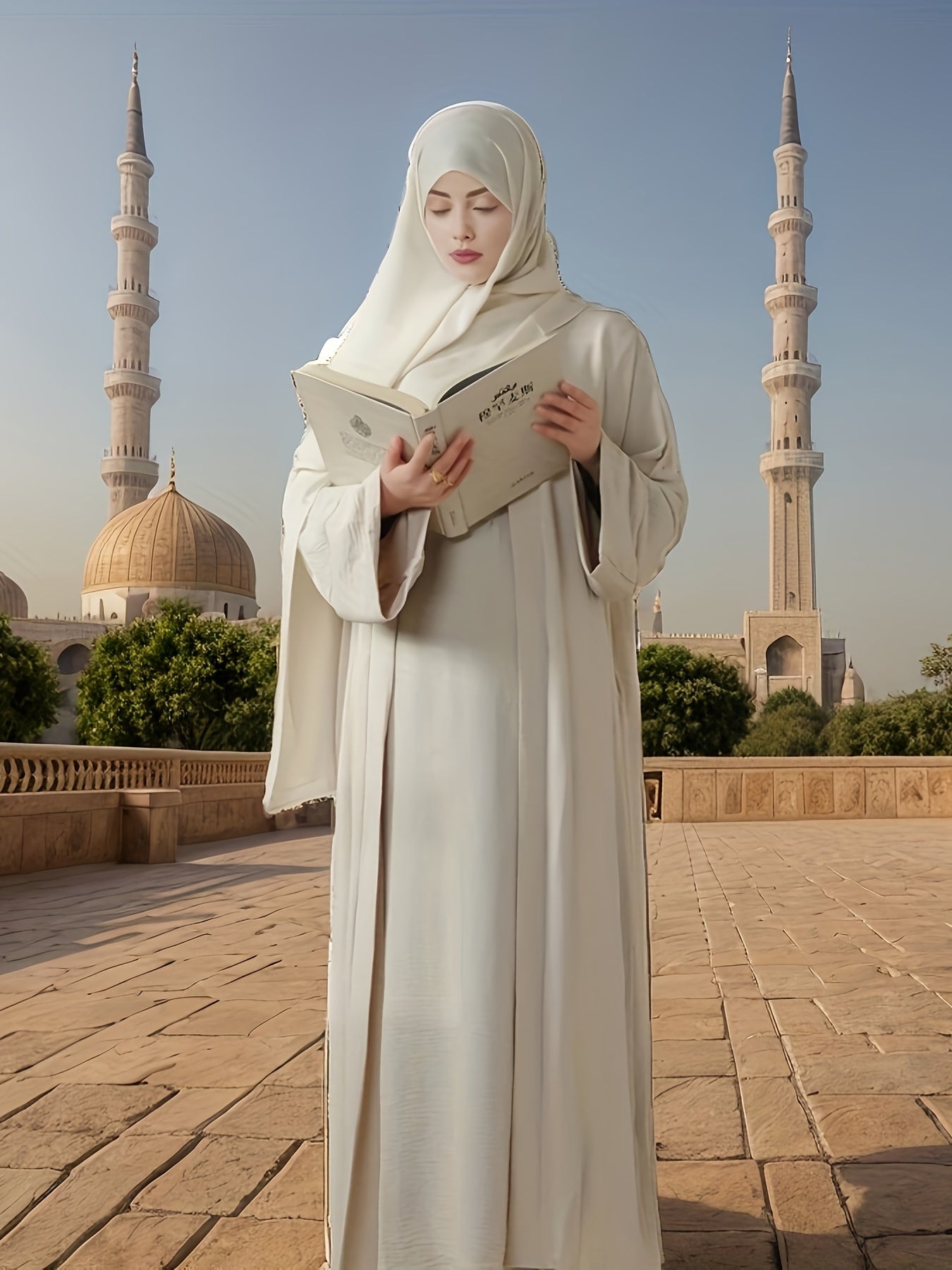 3pcs set of underwear, outerwear and belt for Muslim Women's Ramadan prayer dress,Arabic long robe in summer, thin style, breathable and comfortable elastic loose Abaya Arab Eid al-Fitr ladies abaya