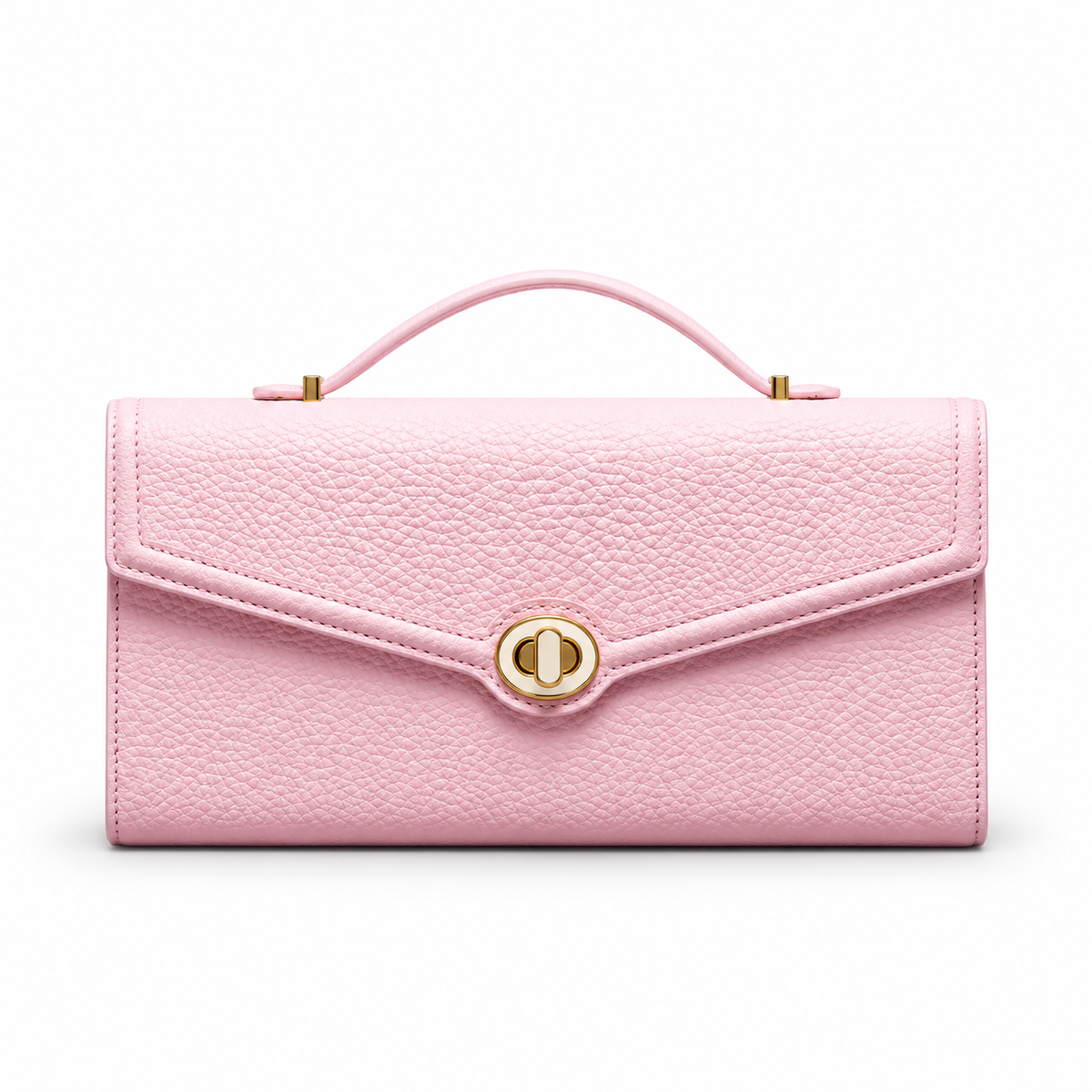 Elegant Pink Envelope Clutch With Handle