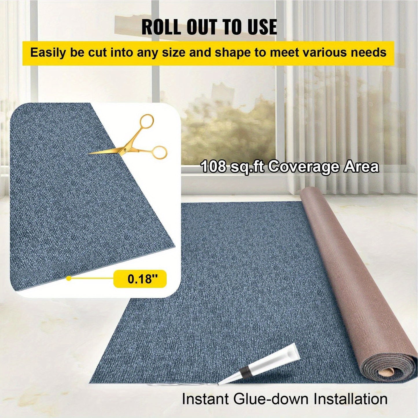 Gray Marine Carpet 6 ft x 29.5 ft Boat Carpet Rugs Indoor Outdoor Medium Rugs for Patio Deck Anti-Slide TPR Water-Proof Back Outdoor Marine Carpeting Outdoor Carpet