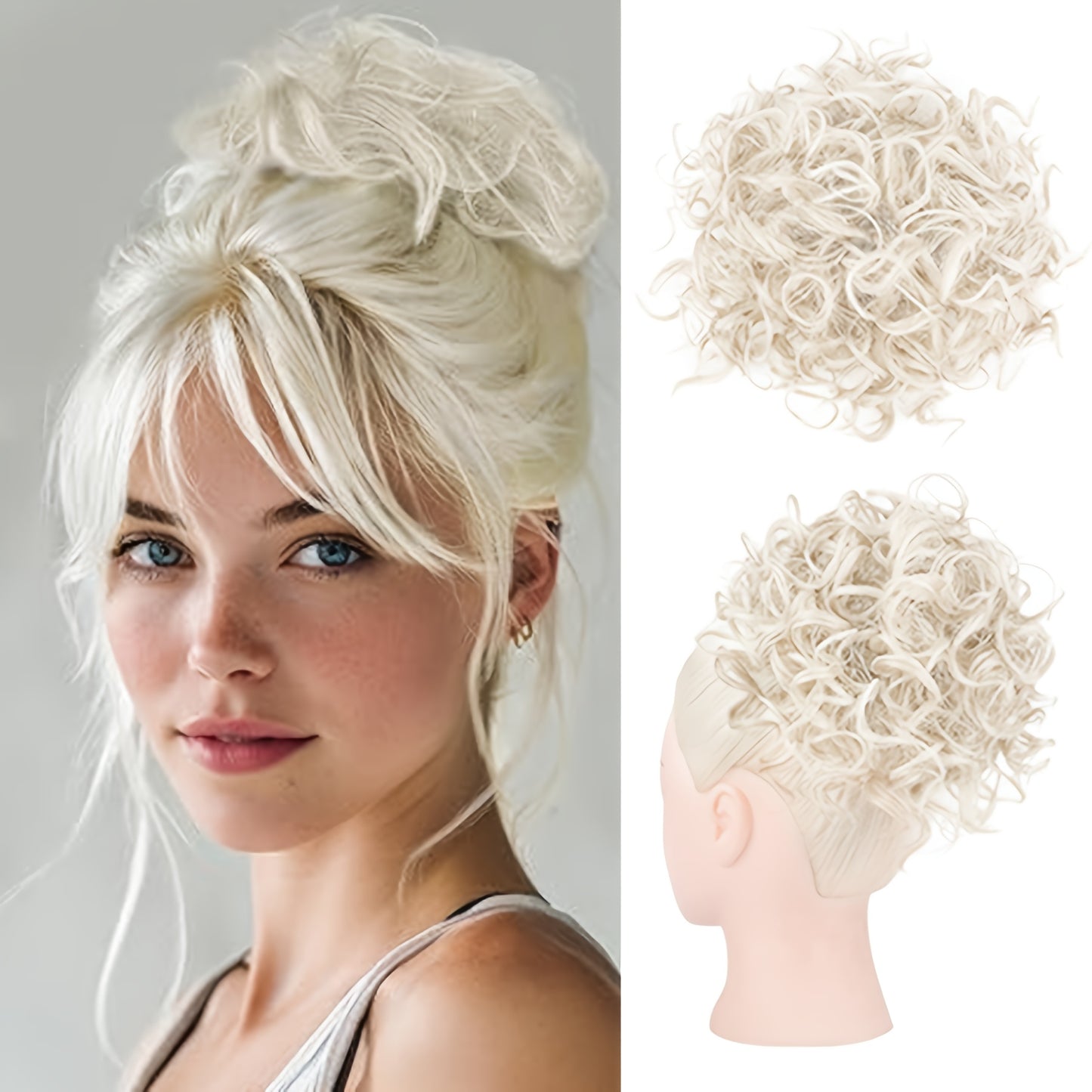 Stunning And Gorgeous Large Clip-In Afro Curly Synthetic Hair Bun - A Secure Drawstring Synthetic Hair Bun with Curls, Reusable Ponytails for Women, Available in a Variety of Gradient Colors: Brown, Dark Brown, Blonde, Copper