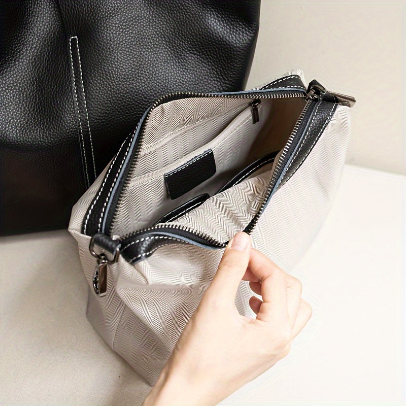 Leather Women’s Tote Bag – Stylish Large Capacity Bucket Bag for Everyday Use