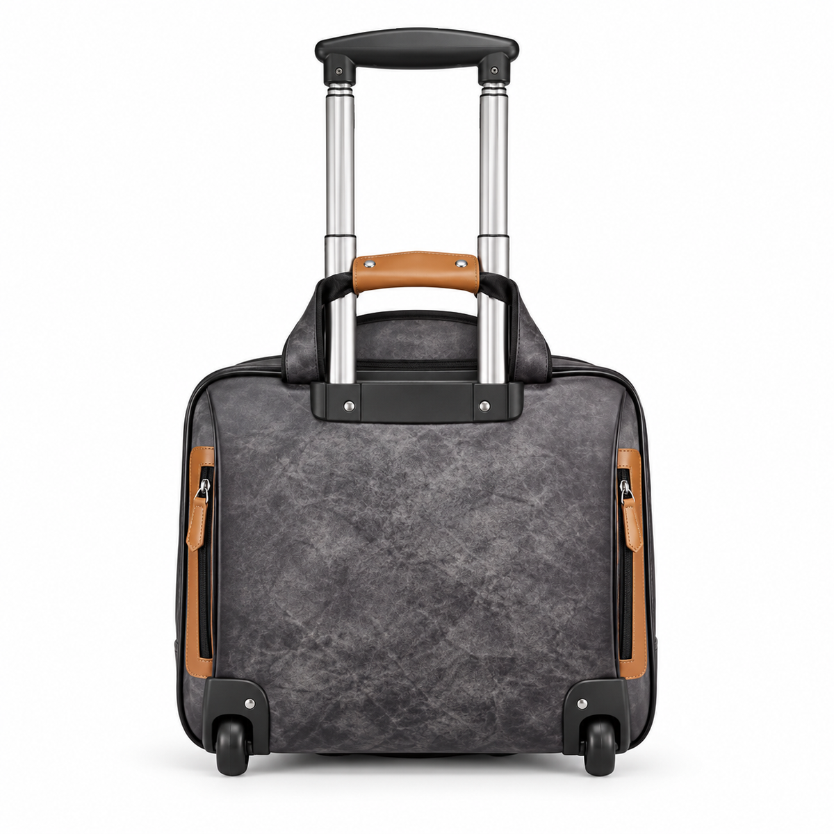 Charcoal Leather Business Trolley Bag