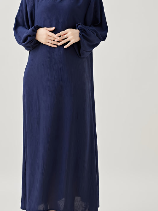 Polyester Muslim Pakistani Abaya - Comfortable, Casual, Solid Color with Bubble Pleats, Elastic Cuffs, Flowy Hem, Machine Washable