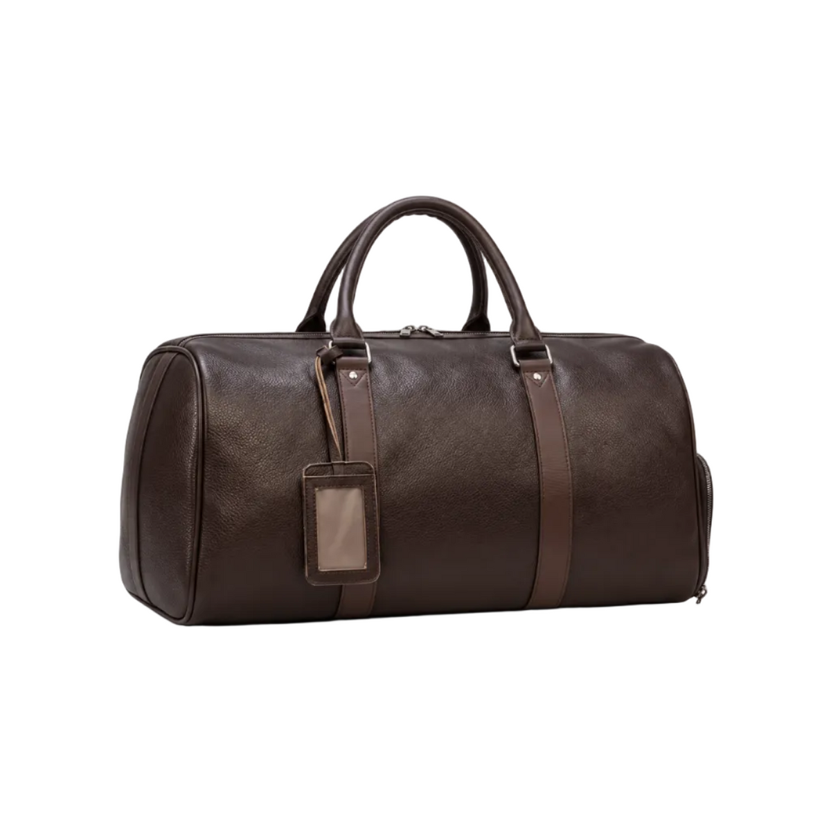 Classic Coffee Brown Leather Duffel Bag