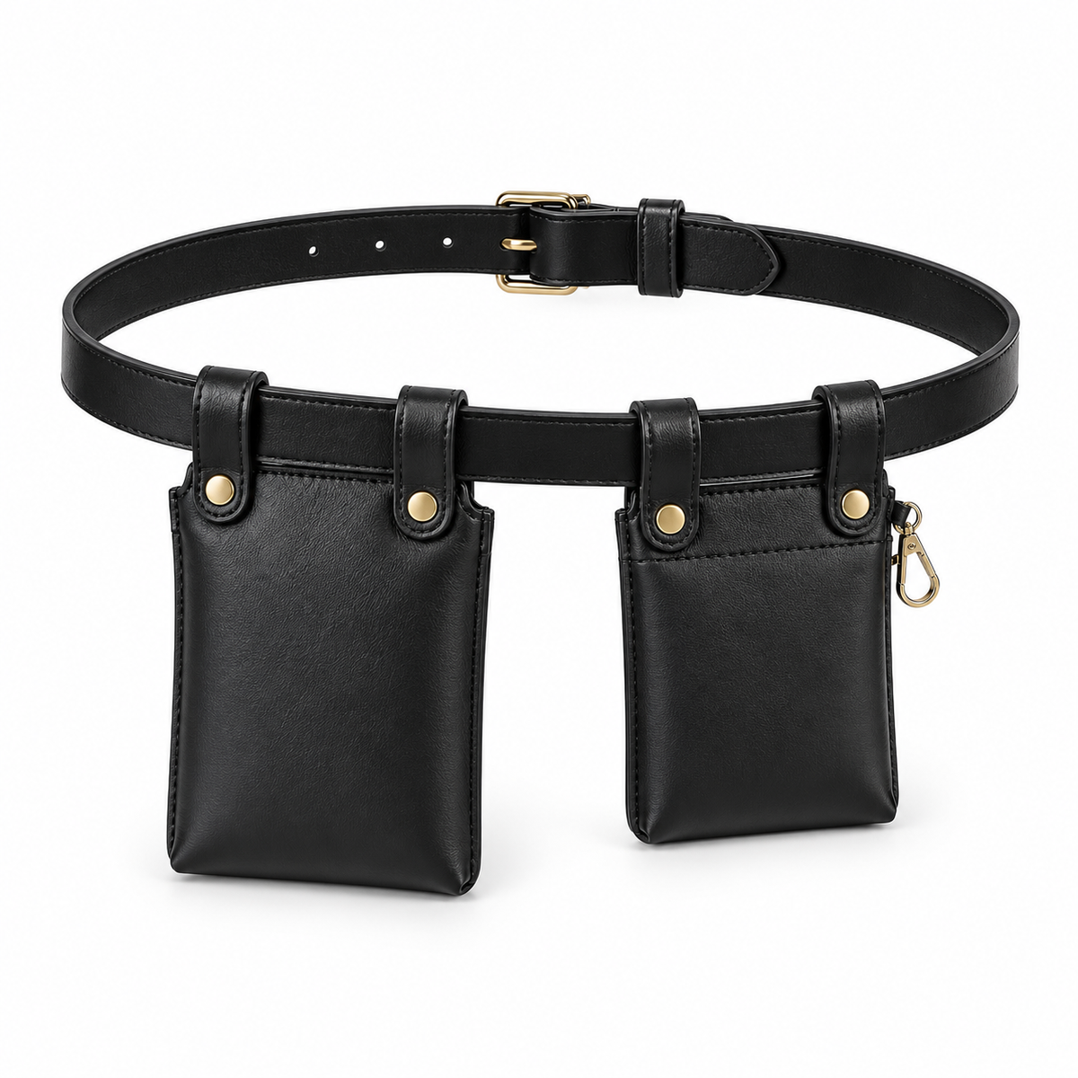 Black Dual Pouch Waist Belt Bag