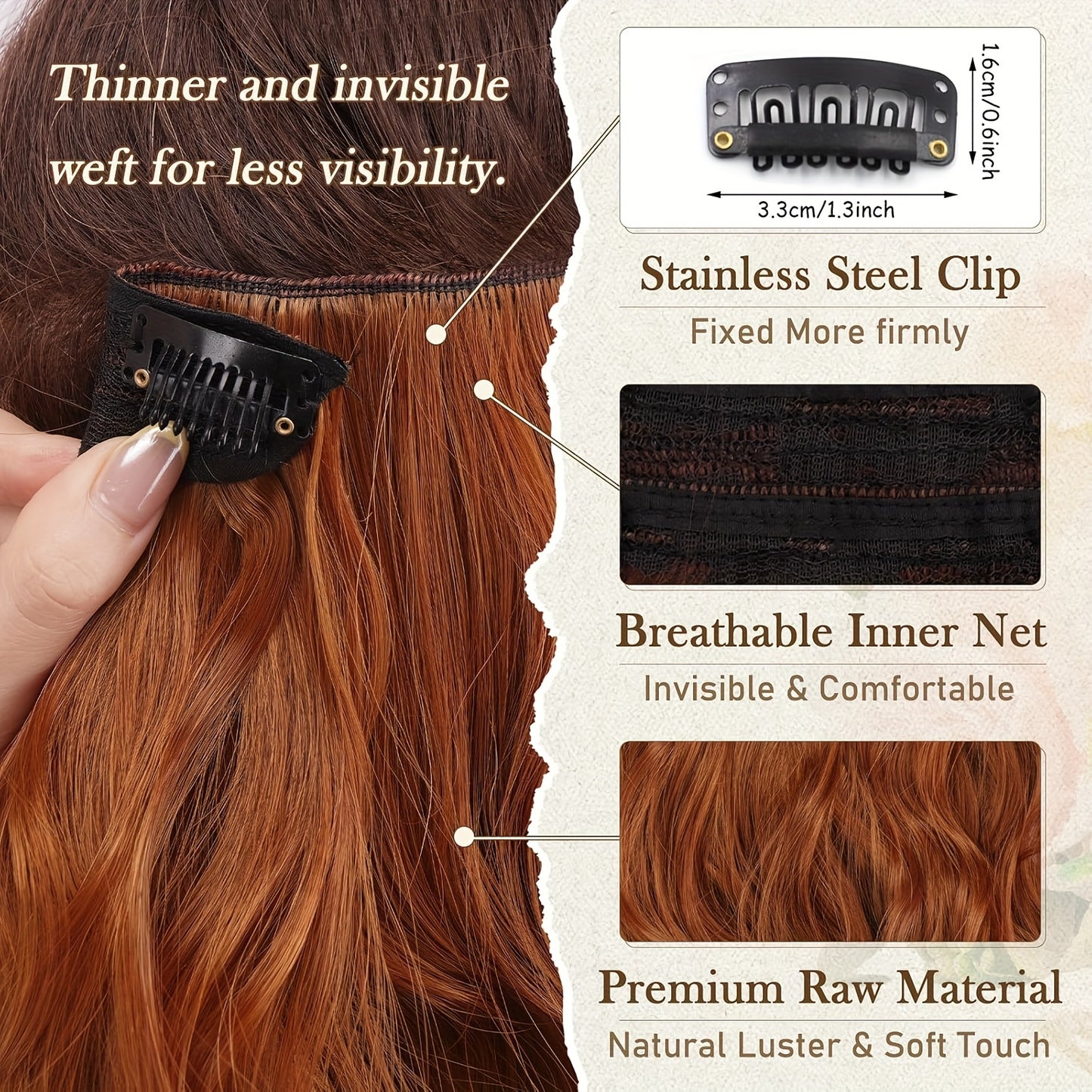 FESHFEN 6pcs Clip-In Hair Extensions, 12 Inch/30cm, Short Wavy Clip-In Extensions, Suitable for Women Halloween/Cosplay/Daily Wearing, Full Head, Thick Synthetic Clip Hair Extension - Brown