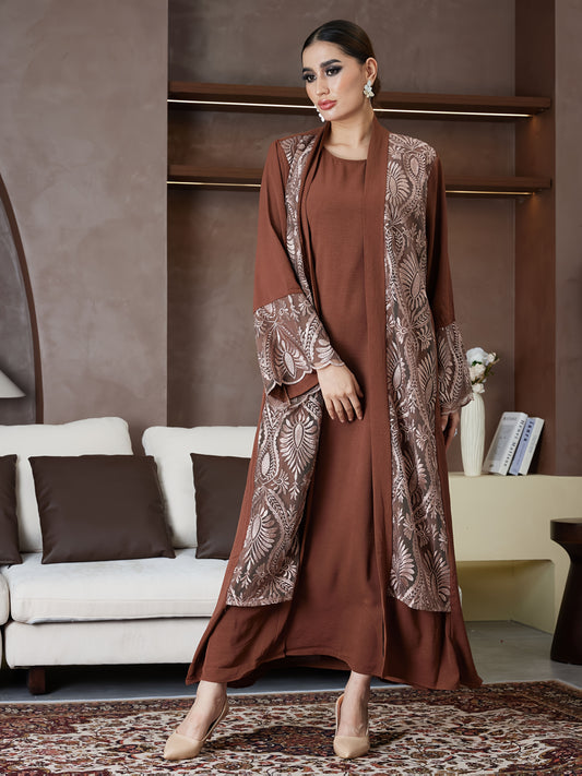 New Abaya for Ramadan, Middle Eastern Arabic Robe, Saudi Arabia, Turkish Muslim Women'S Floral Dress with Comfortable Breathable Fabric, High-End Fashion Paisley Pattern
