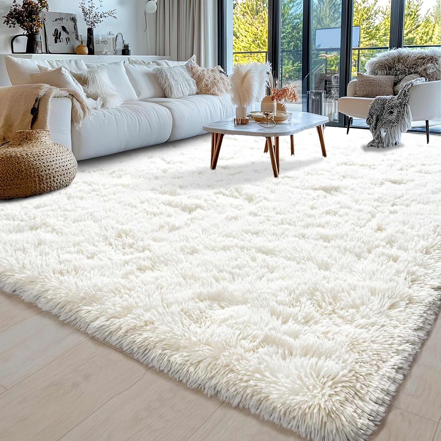 Rugs Living Room Area Rugs for Bedroom, Washable Anti Slip Extra Large Shaggy Soft Rug Fluffy Modern Floor Carpets Mat Beside Rugs for Living Room