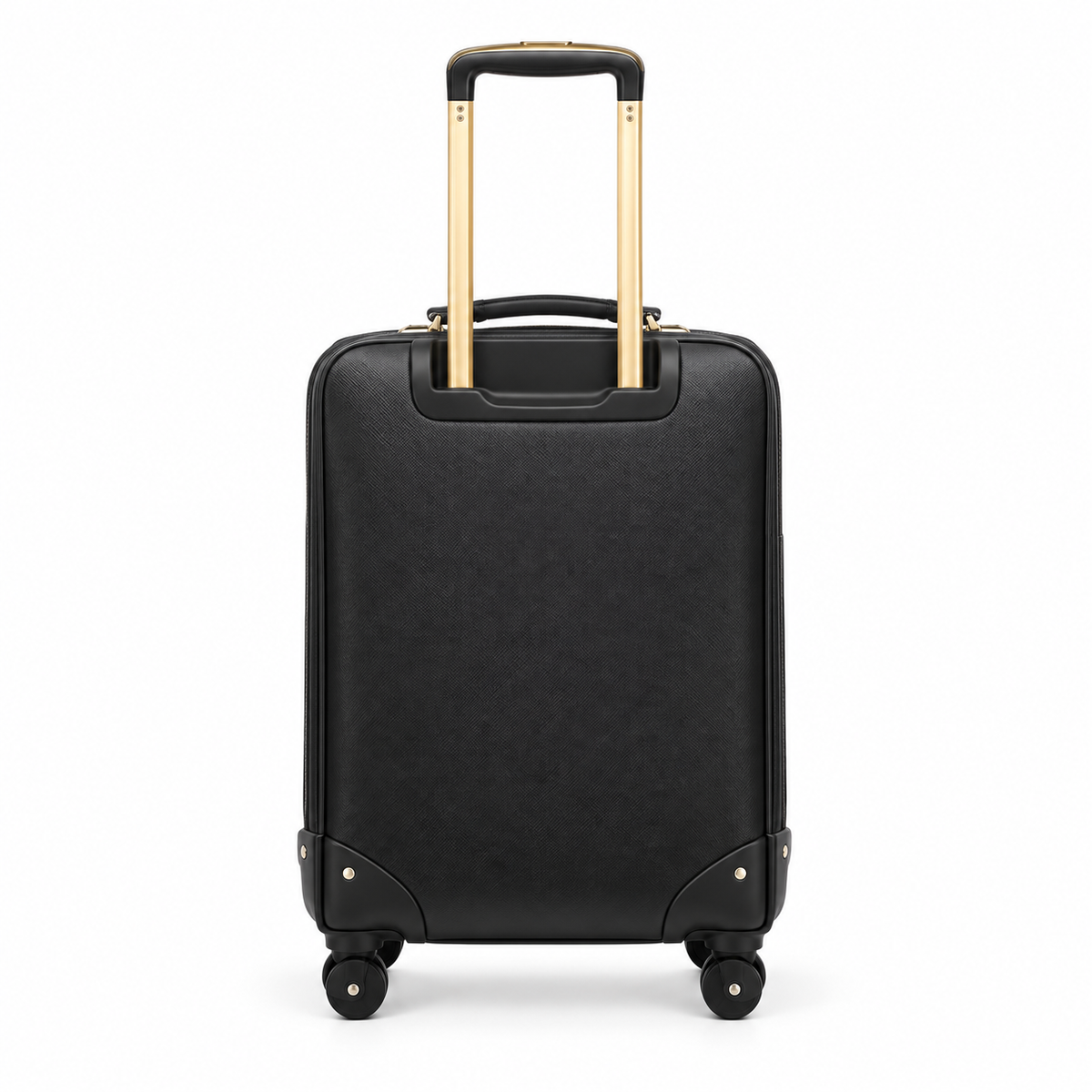 Elegant Black Leather Trolley Business Suitcase