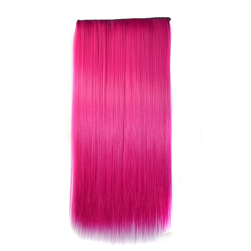 24 Inch Synthetic  5 Clips In Hair Extensions Long Straight High Temperature Fiber Colorful Hairpiece for Women