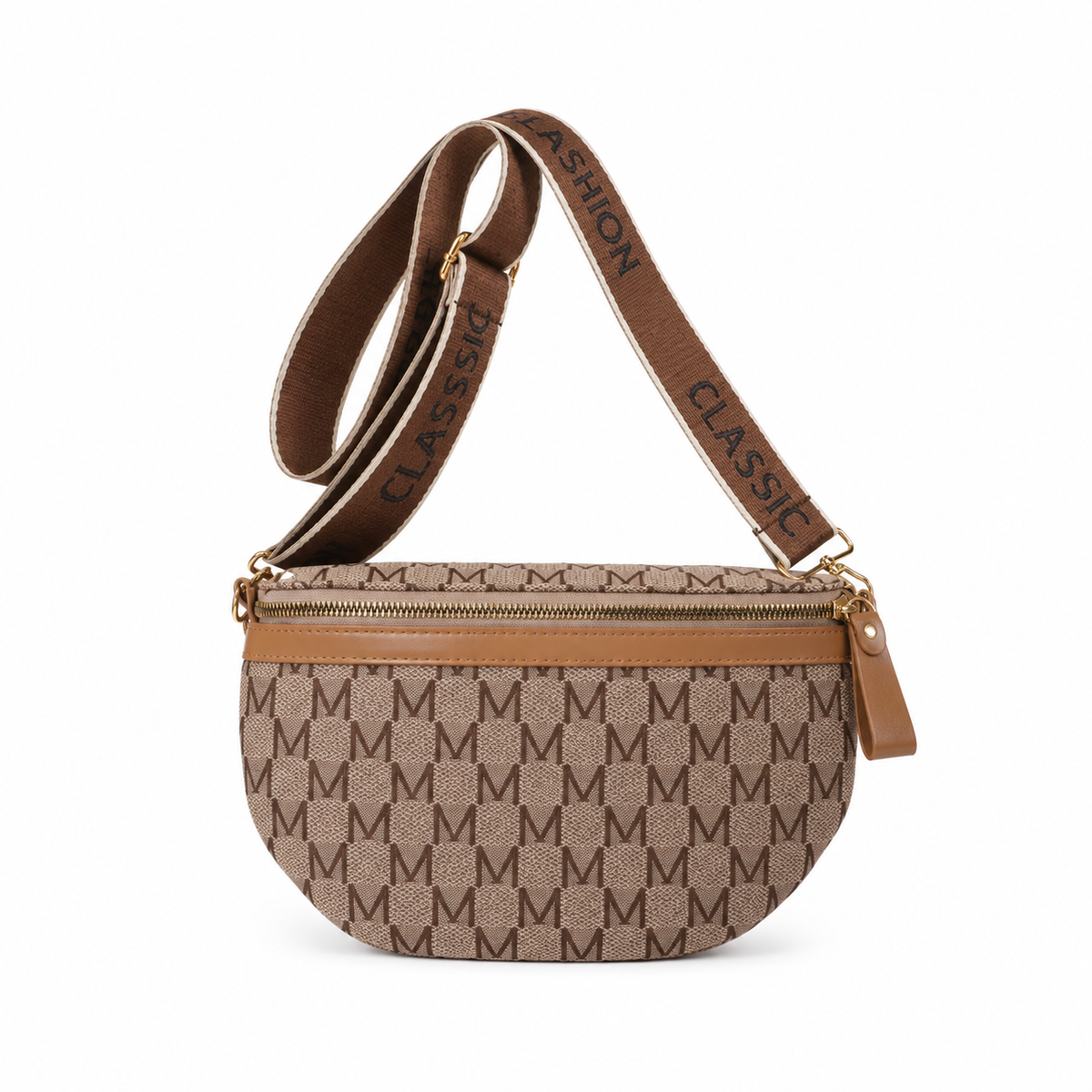 Brown Monogram Crossbody Bag With Chains