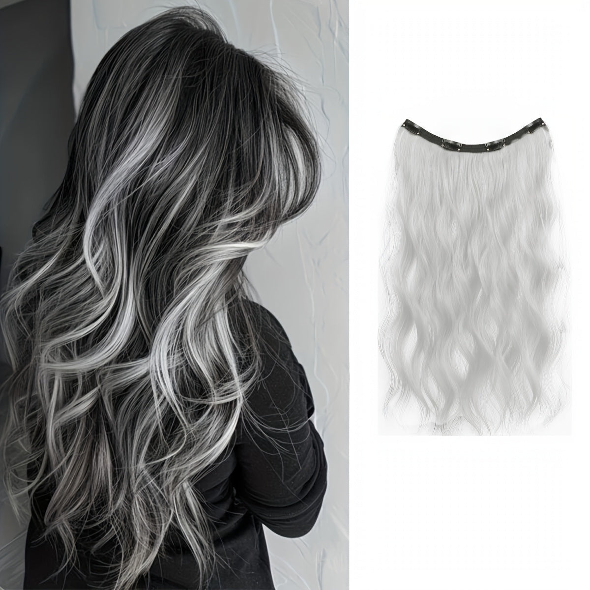 18 Inch Long Curly Clip-in Hair Extensions - Women's Versatile 4 Clip Design, Multi-color Optional, Suitable for Halloween and Christmas, New Year and other festive occasions, Easy to use