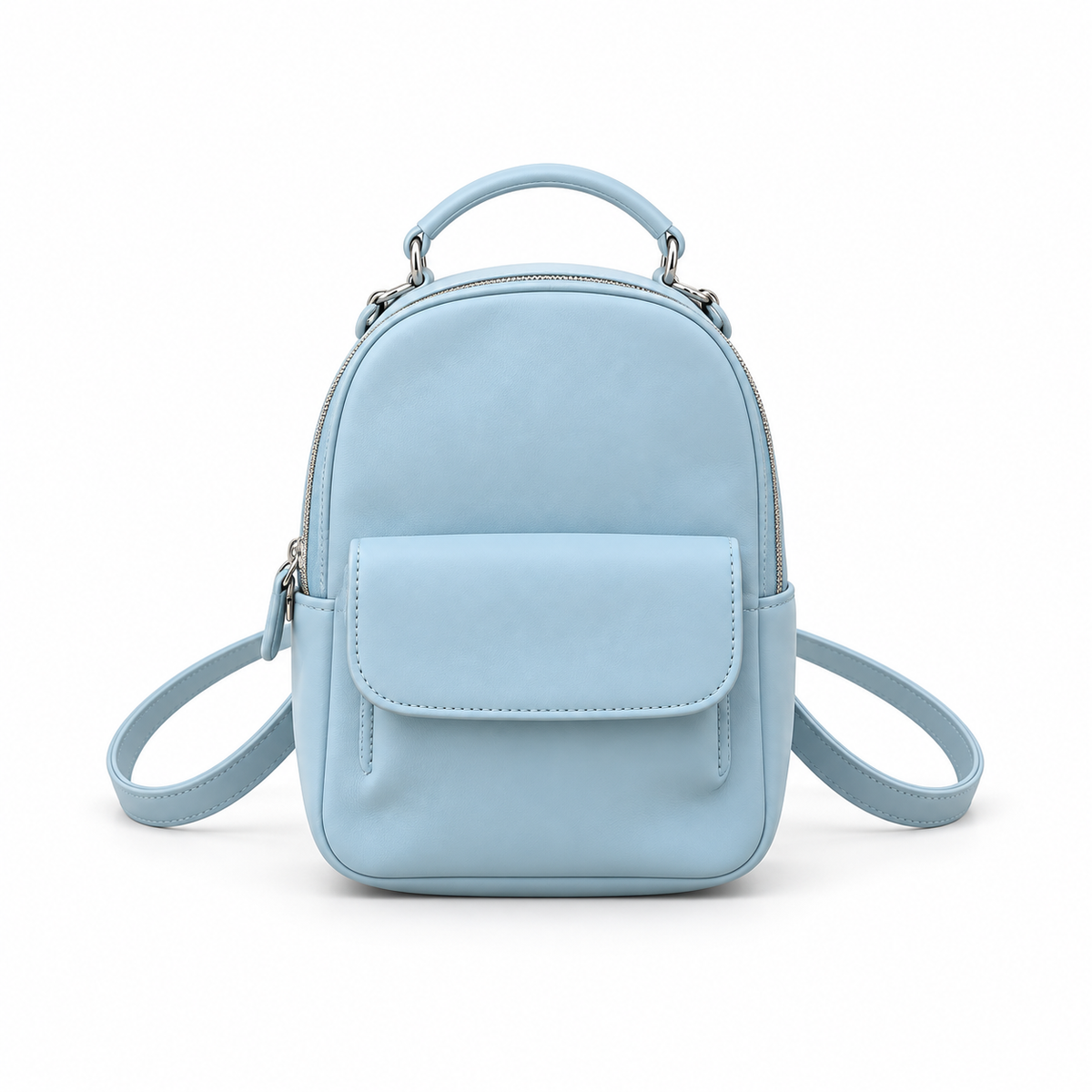 Powder Blue Vegan Leather Mini Backpack