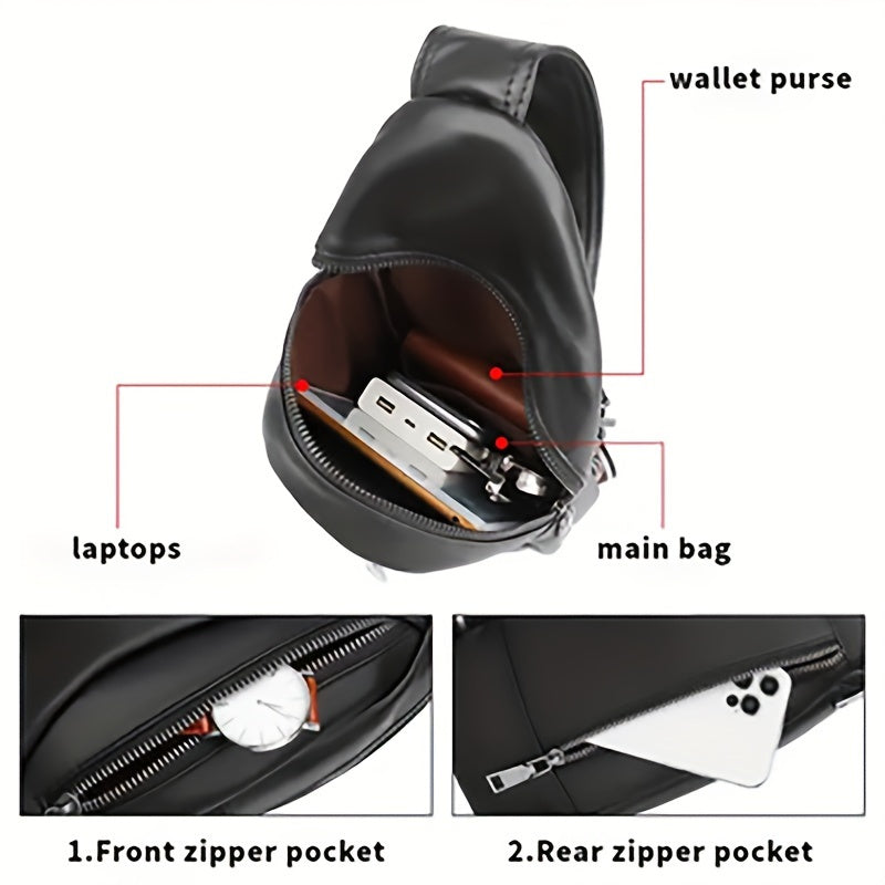 New Leather Men's Sling Bag Large Capacity Waterproof Shoulder Bag Crossbody Bag
