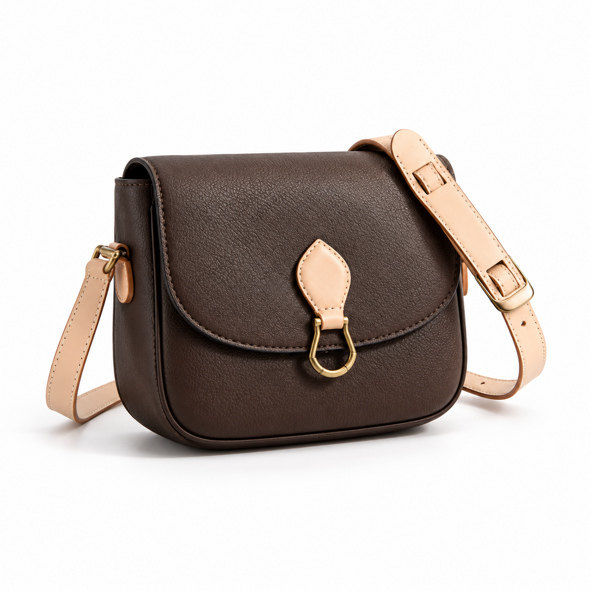 Vintage Brown Saddle Crossbody Shoulder Bag