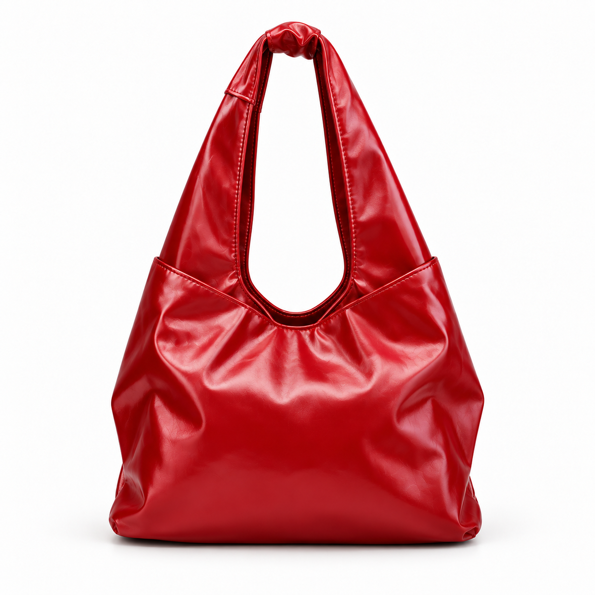 Glossy Red Bow Hobo Shoulder Bag