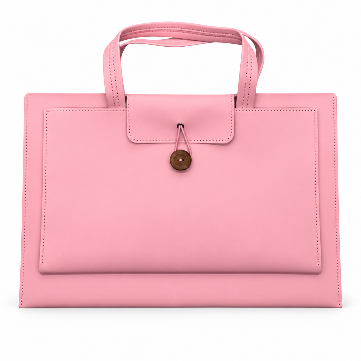 Elegant Pink Leather Laptop Tote Bag