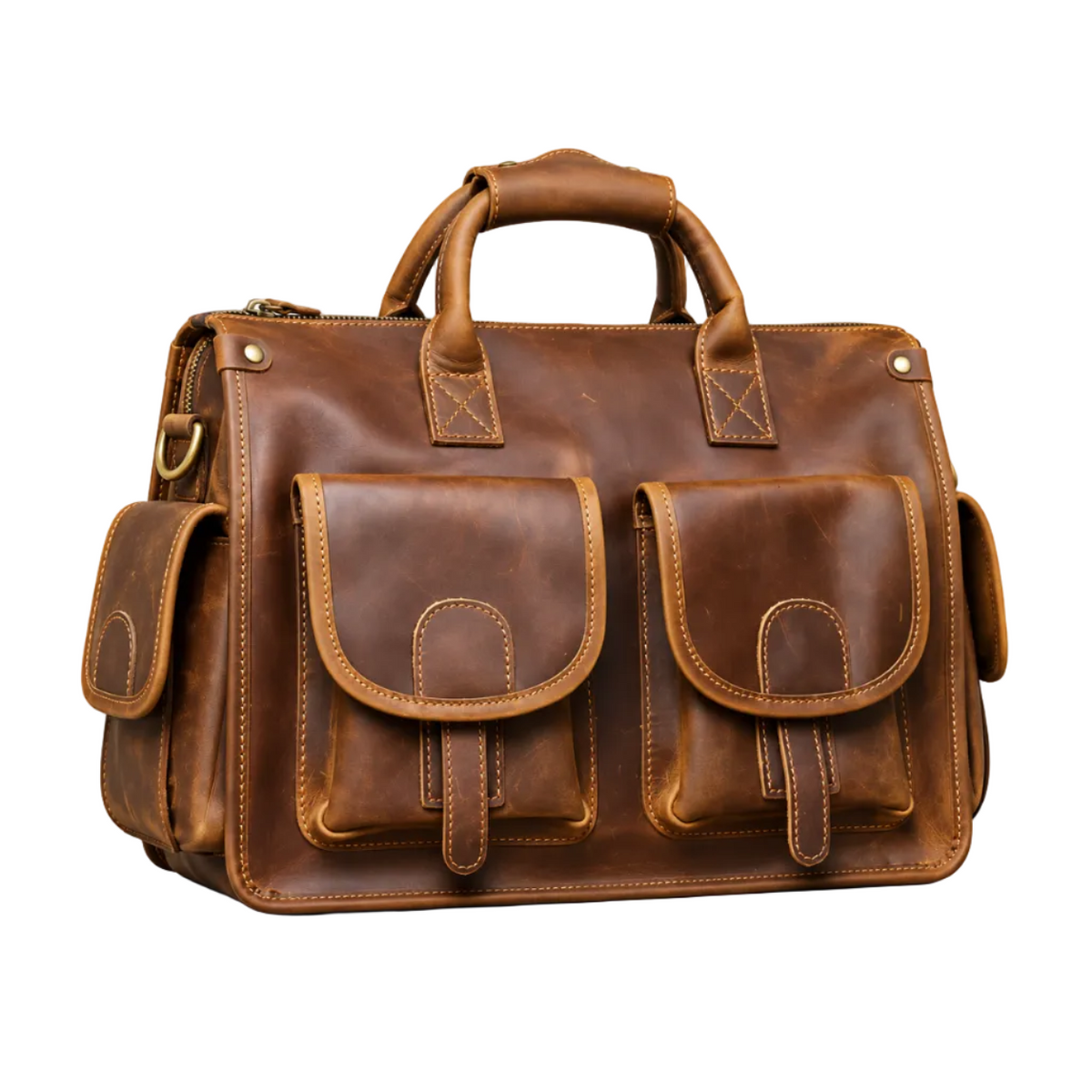 Vintage Brown Multi Pocket Briefcase Bag