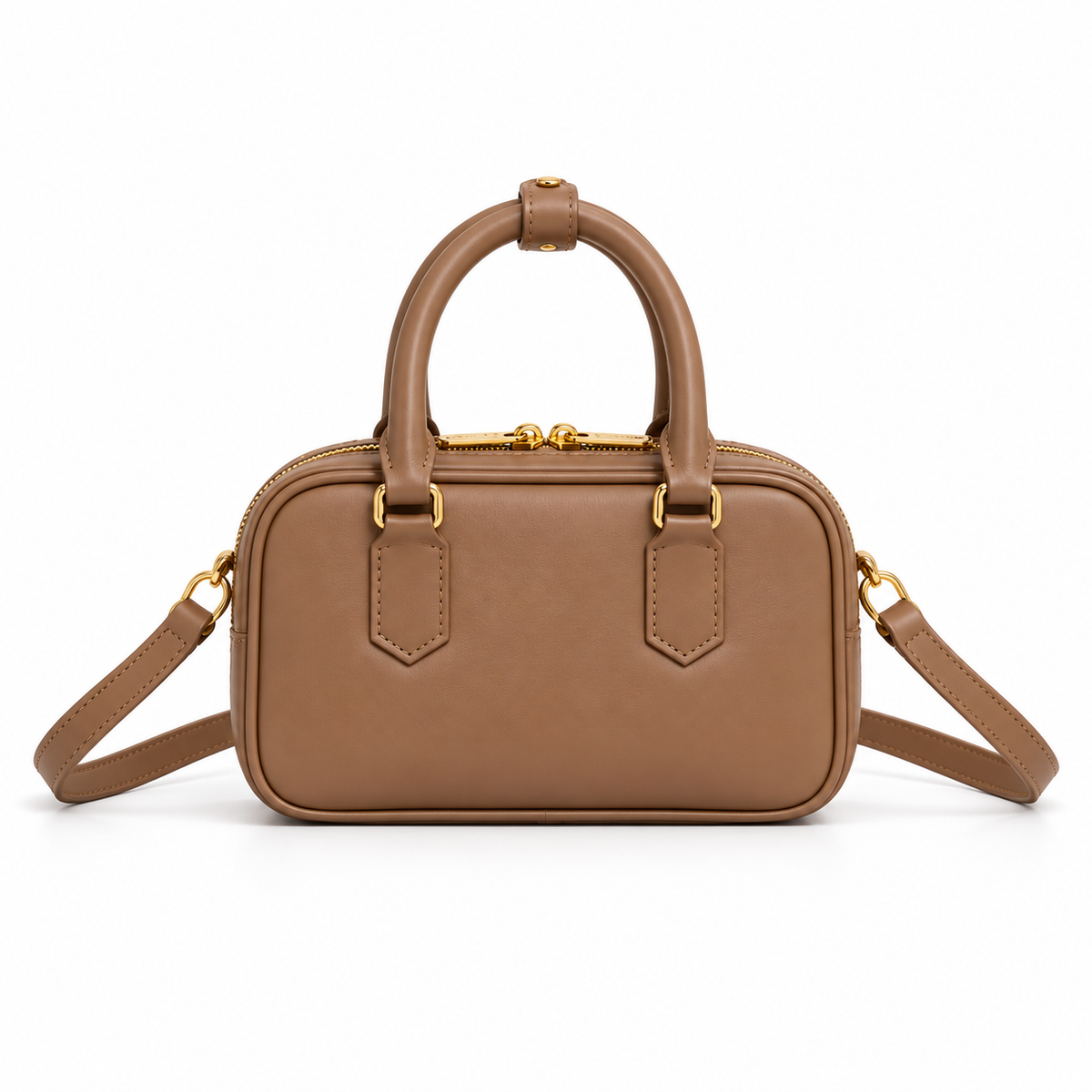 Elegant Brown Structured Handbag With Strap
