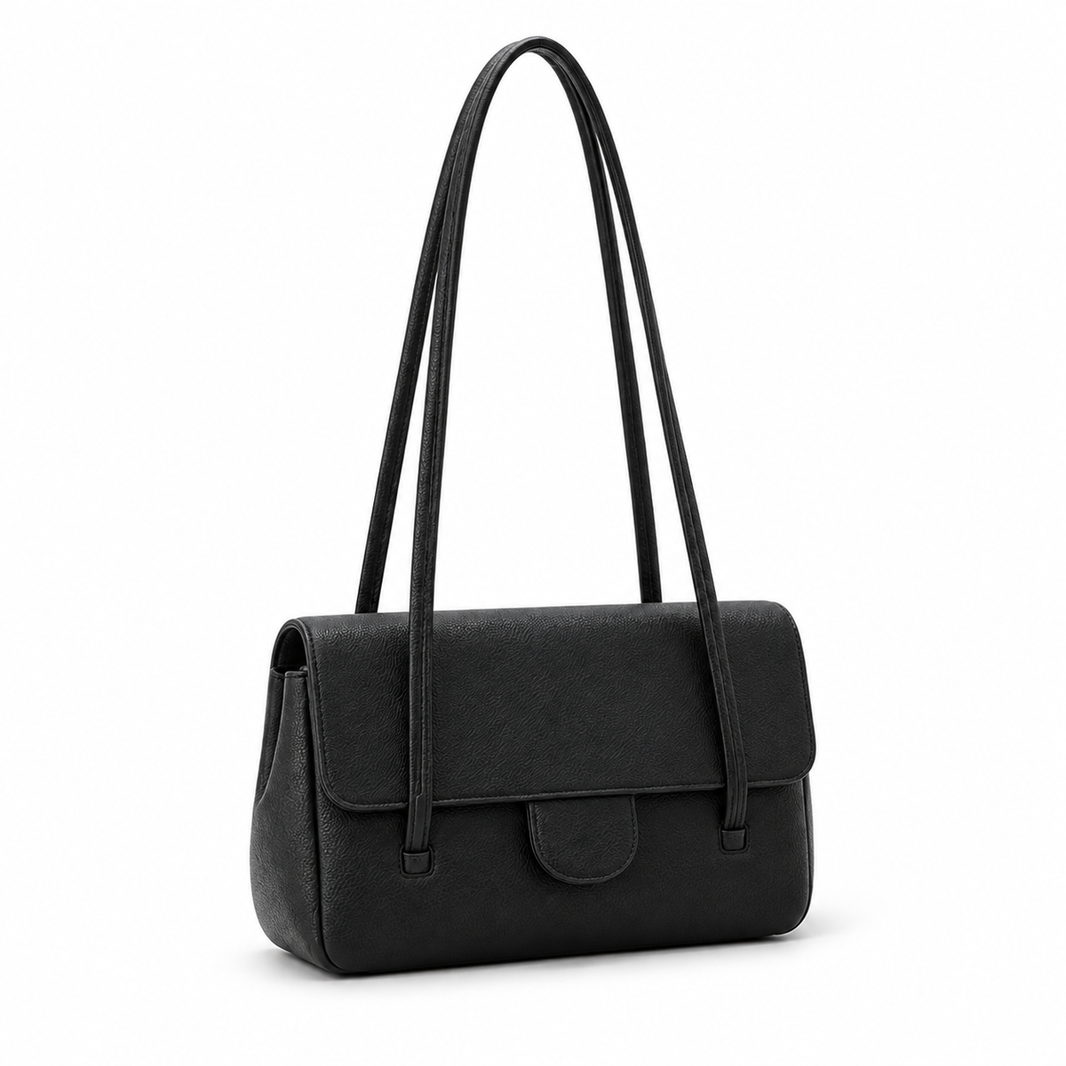 Elegant Black Pebbled Leather Shoulder Bag