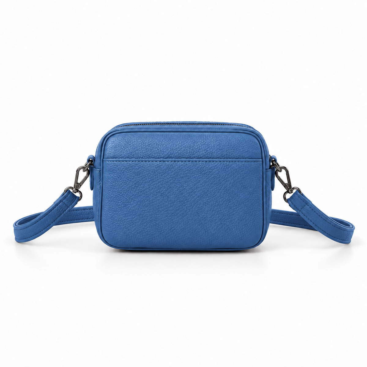 Blue Textured Leather Crossbody Shoulder Bag