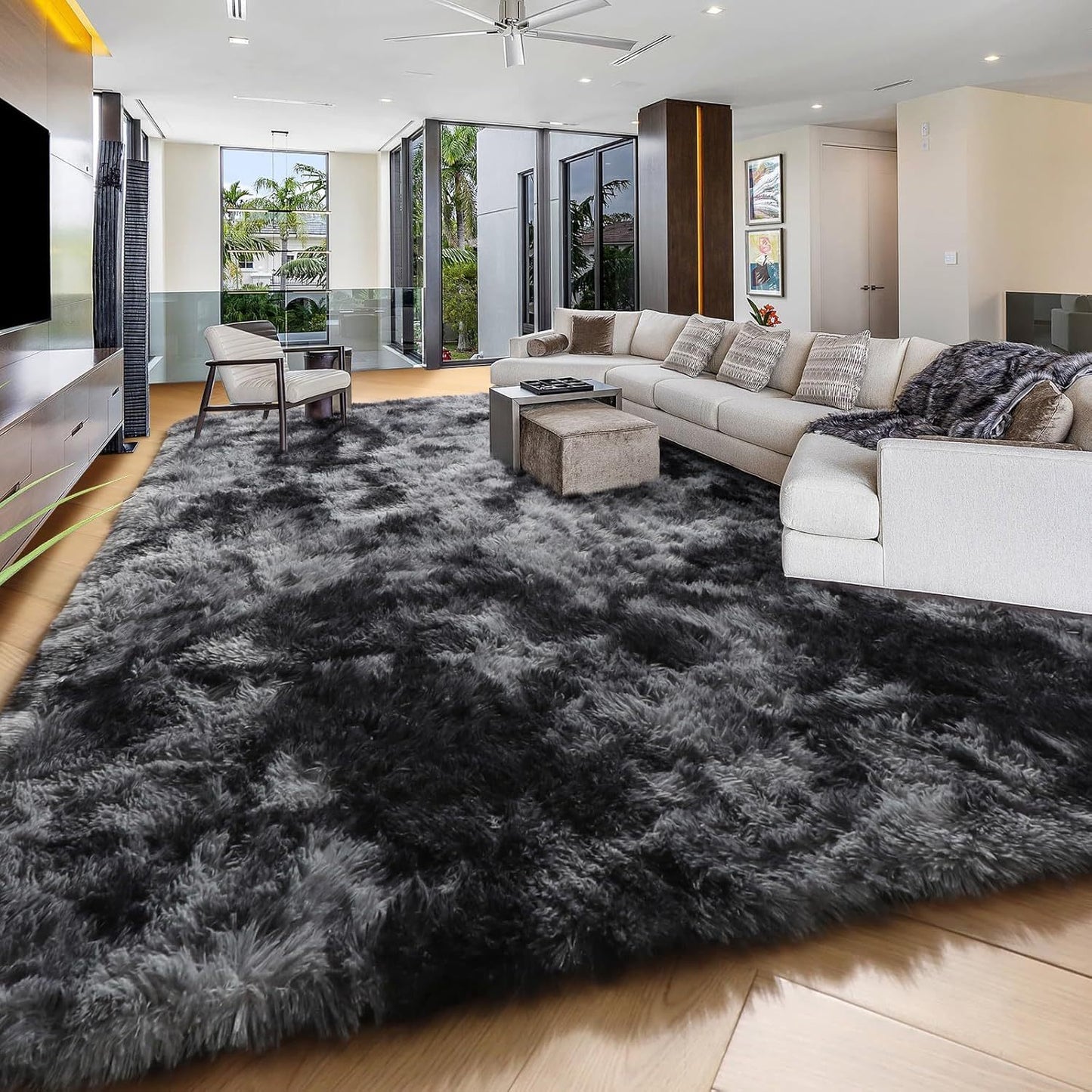 An 8X10 Feet Luxurious Plush Rug Designed for The Living Room, Featuring a Fuzzy Texture, This Large Area Rug Is Fluffy, Modern, And Non-Slip, Making It Perfect for Bedrooms, Study Rooms, Teen Dorms, And As a Home Decor Item