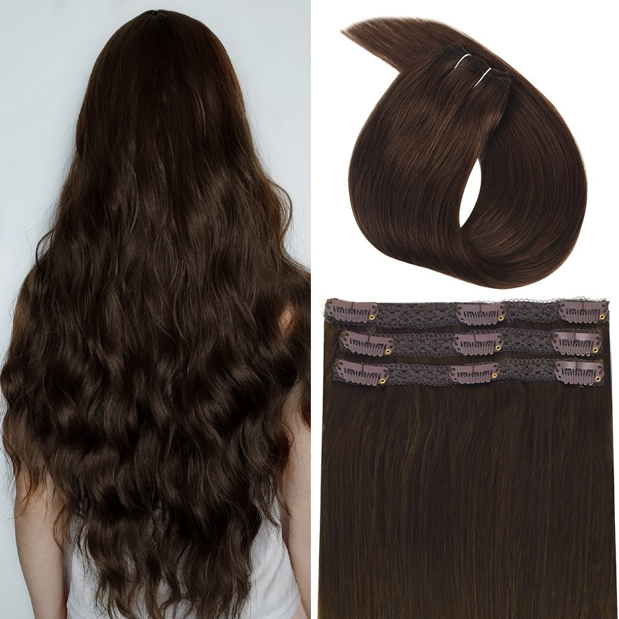 12-16 Inch Real Hair Clip In Hair Extensions Real Hair Clips Invisible Hair Extensions 3pcs/Pack, Real Hair Wigs, Hair Extensions For Women