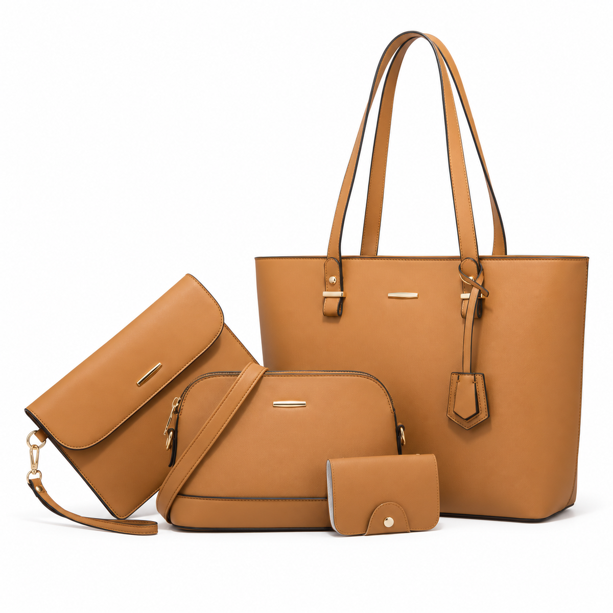 Elegant Camel Four Piece Handbag Set