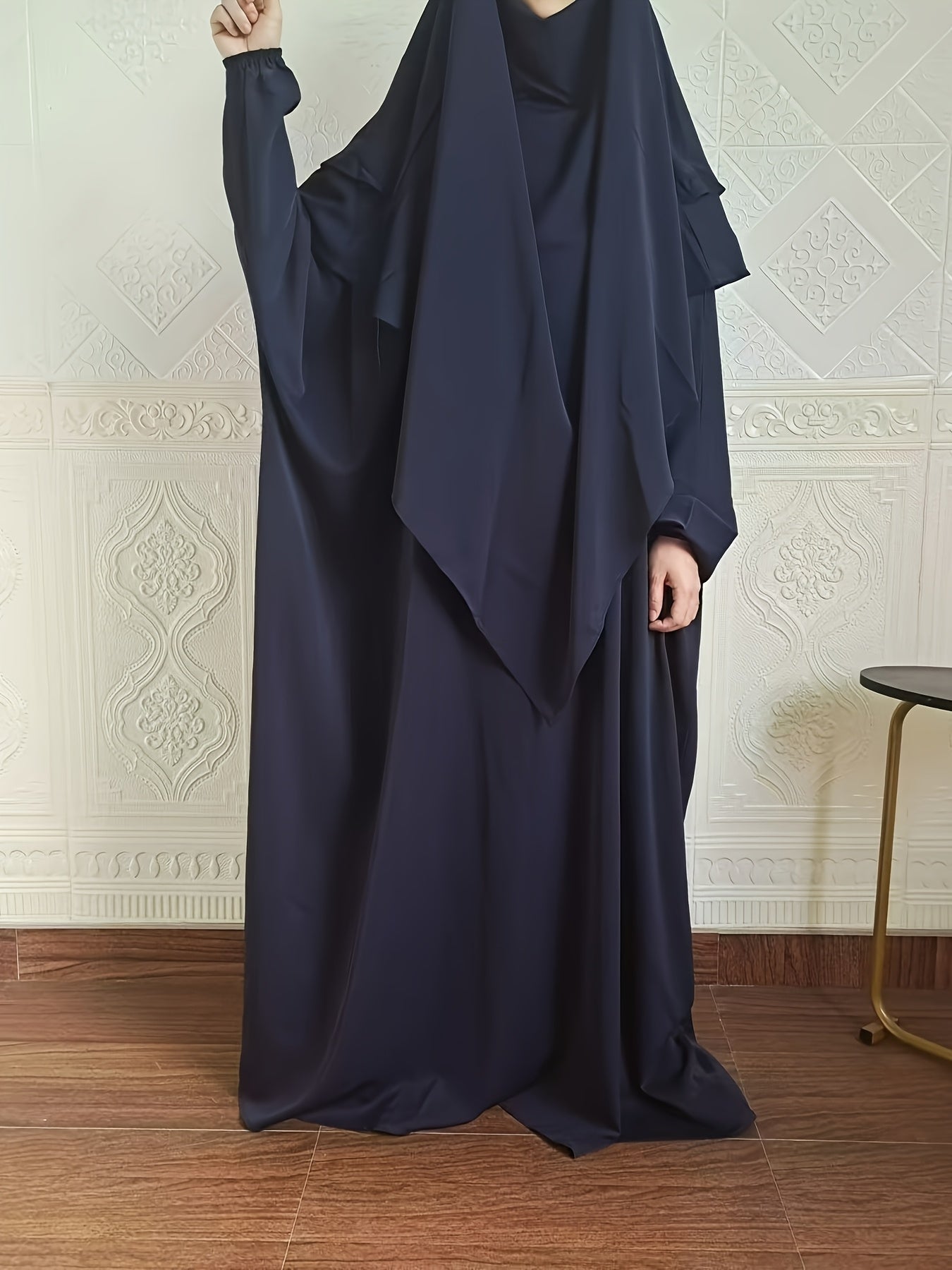 Plus Size - A Set of Elegant Plus Size Women Jilbaab Dresses, Middle East Dubai Solid Color Robe Dress Two Piece Set, Perfect for Ramadan And Islamic Prayers Abaya Femme Women Abaya Dubai Islamic Clothing Abaya Hijab Femme Prayer Jil