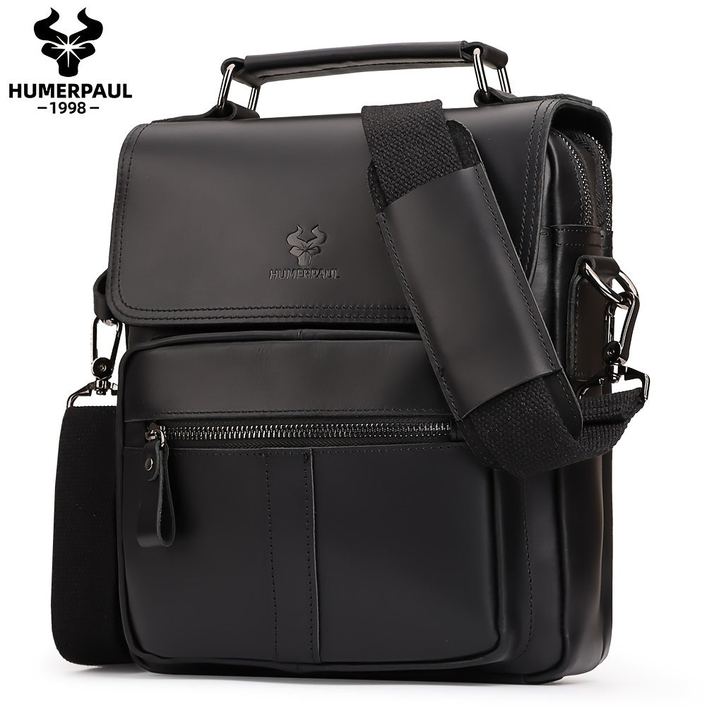 Leather Messenger Bag For Men, Shoulder Crossbody Bag With Adjustable Straps For Work Business