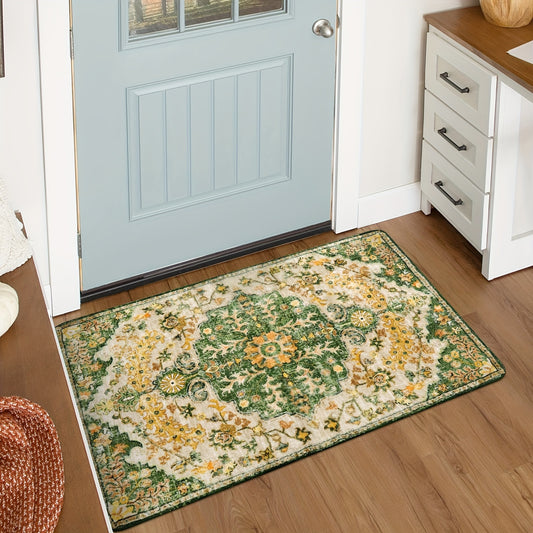 Bohemian Floral Medallion Area Rug - Small Rugs For Bedroom Soft Bathroom Mat, Machine Washable Indoor Throw Front Door Carpet For Bathroom Sink Dressing Room