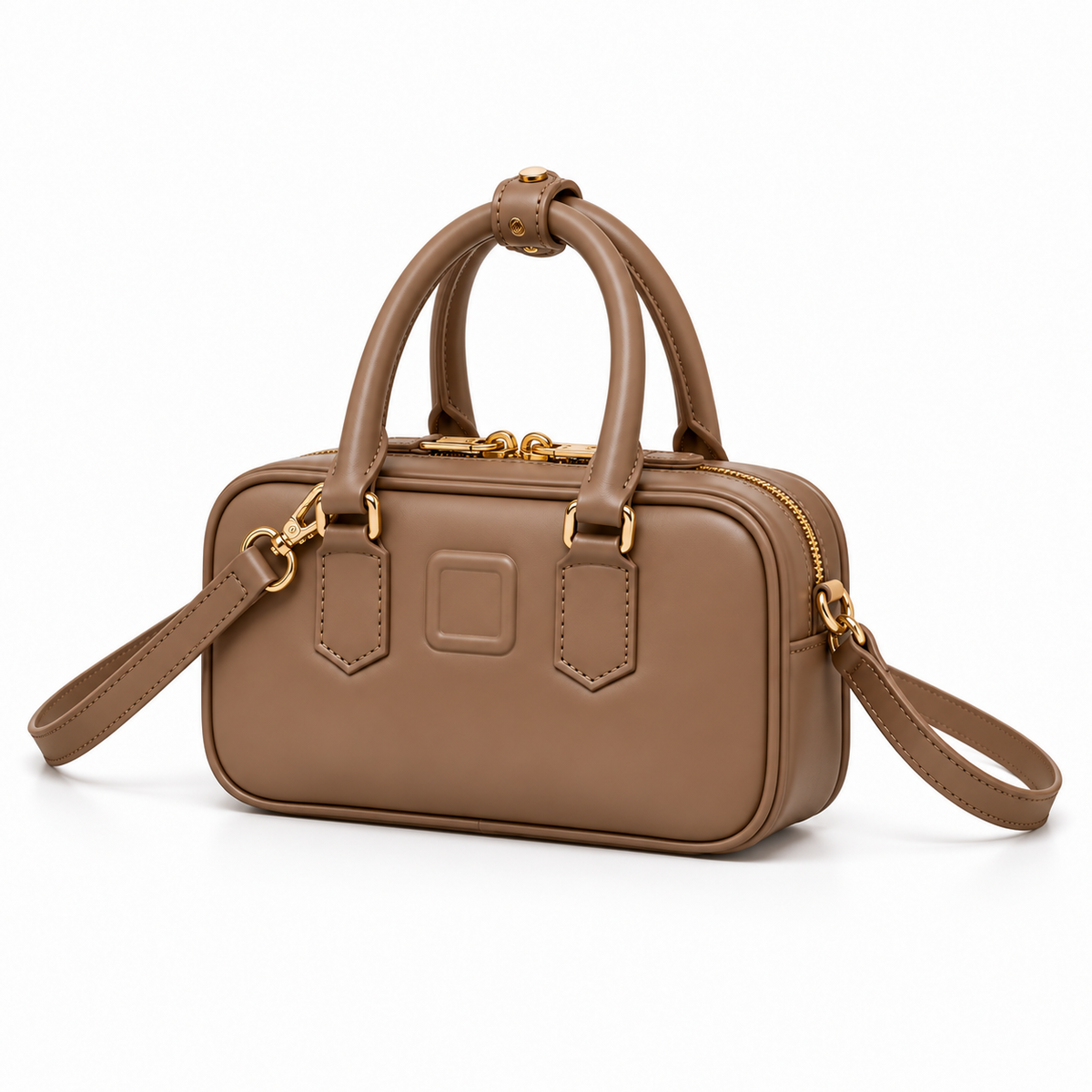 Elegant Brown Structured Handbag With Strap