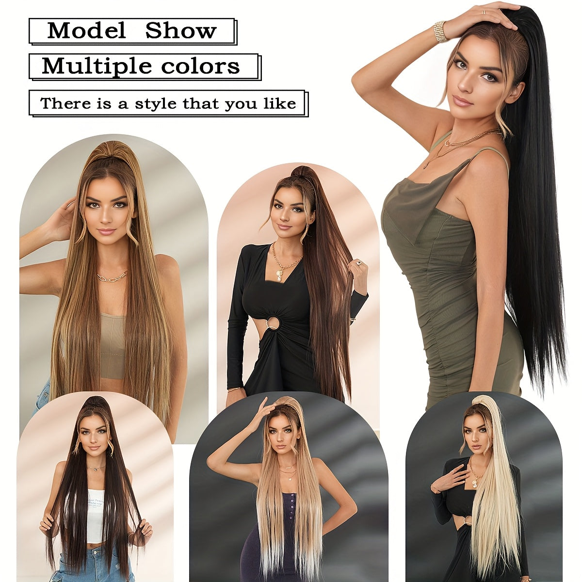NAMM Synthetic 39inch Long Straight Ponytail Hair Extensions Wigs Wrap Around Ponytail Clip In Ponytail Hairs for Women