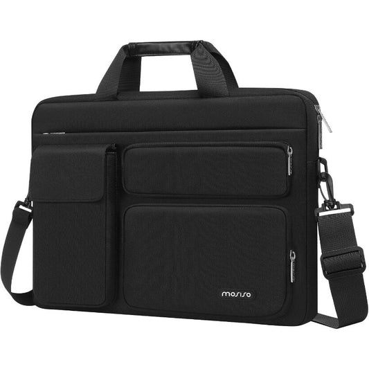 Laptop Shoulder Bag Compatible with MacBook Air 15 M4 M3 M2 Pro 16 inch M4 M3 M2 M11515.6 inch Notebook with 2 Raisedand1 Flapoverand1 Horizontal PocketandHandleandBelt Black
