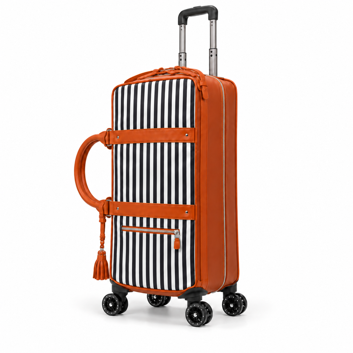 Classic Striped Trolley Bag With Wheels