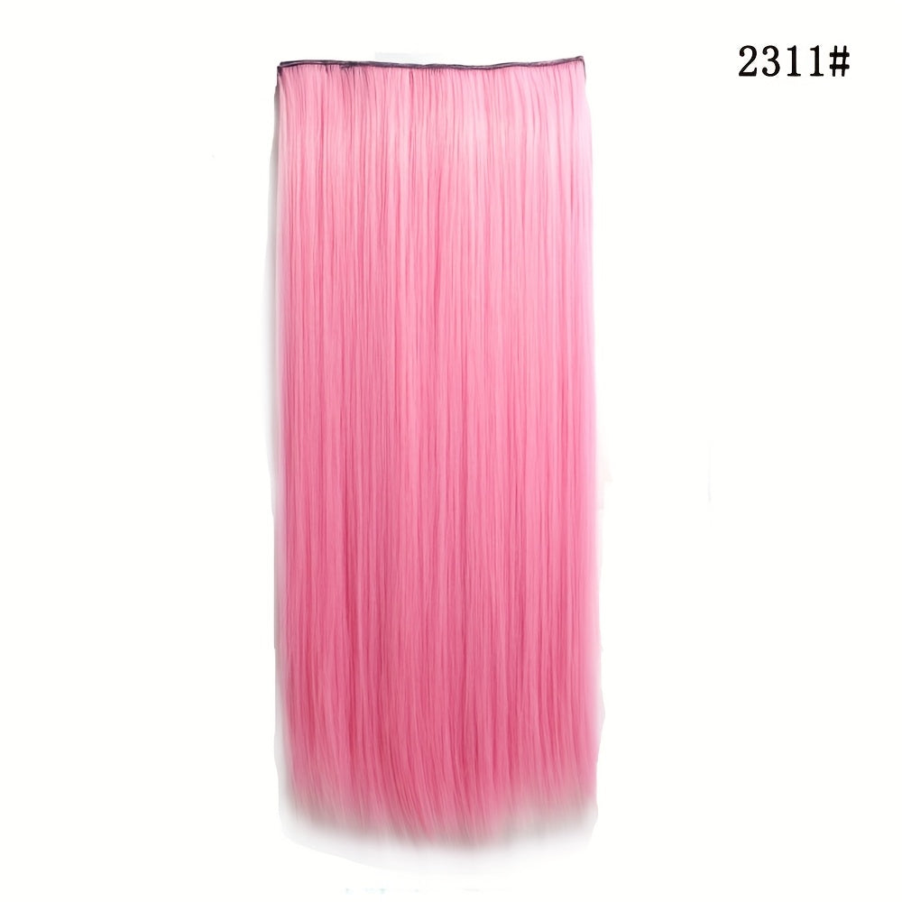 24 Inch Synthetic  5 Clips In Hair Extensions Long Straight High Temperature Fiber Colorful Hairpiece for Women