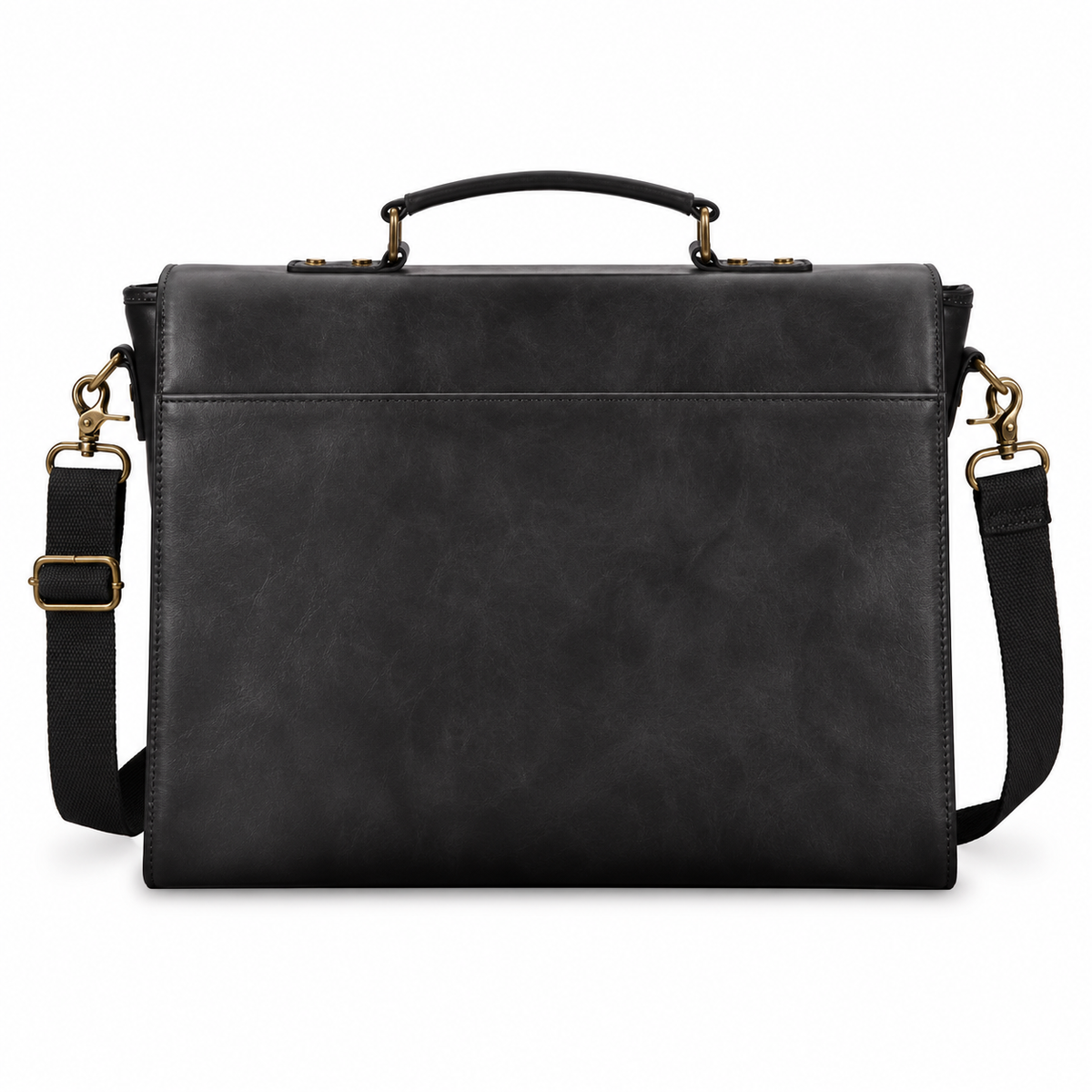 Vintage Black Leather Briefcase With Buckles
