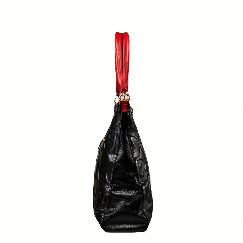 Fashionable Motorcycle Bag, Tote Bag, Genuine Leather Women's Bag, Zipper Handbag, Shoulder Bag, Fashionable Hand-held Crossbody Bag