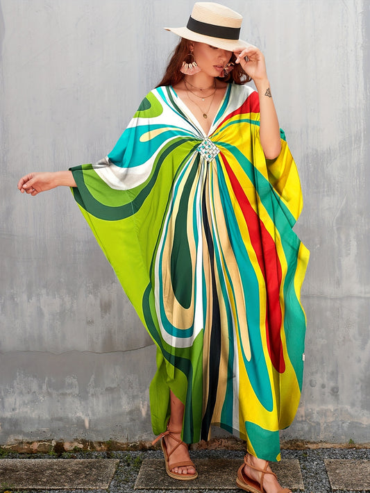 Plus Size Kaftan Dresses Long Swimsuit Coverup for Women Caftans Loungewear Casual Fall Dress