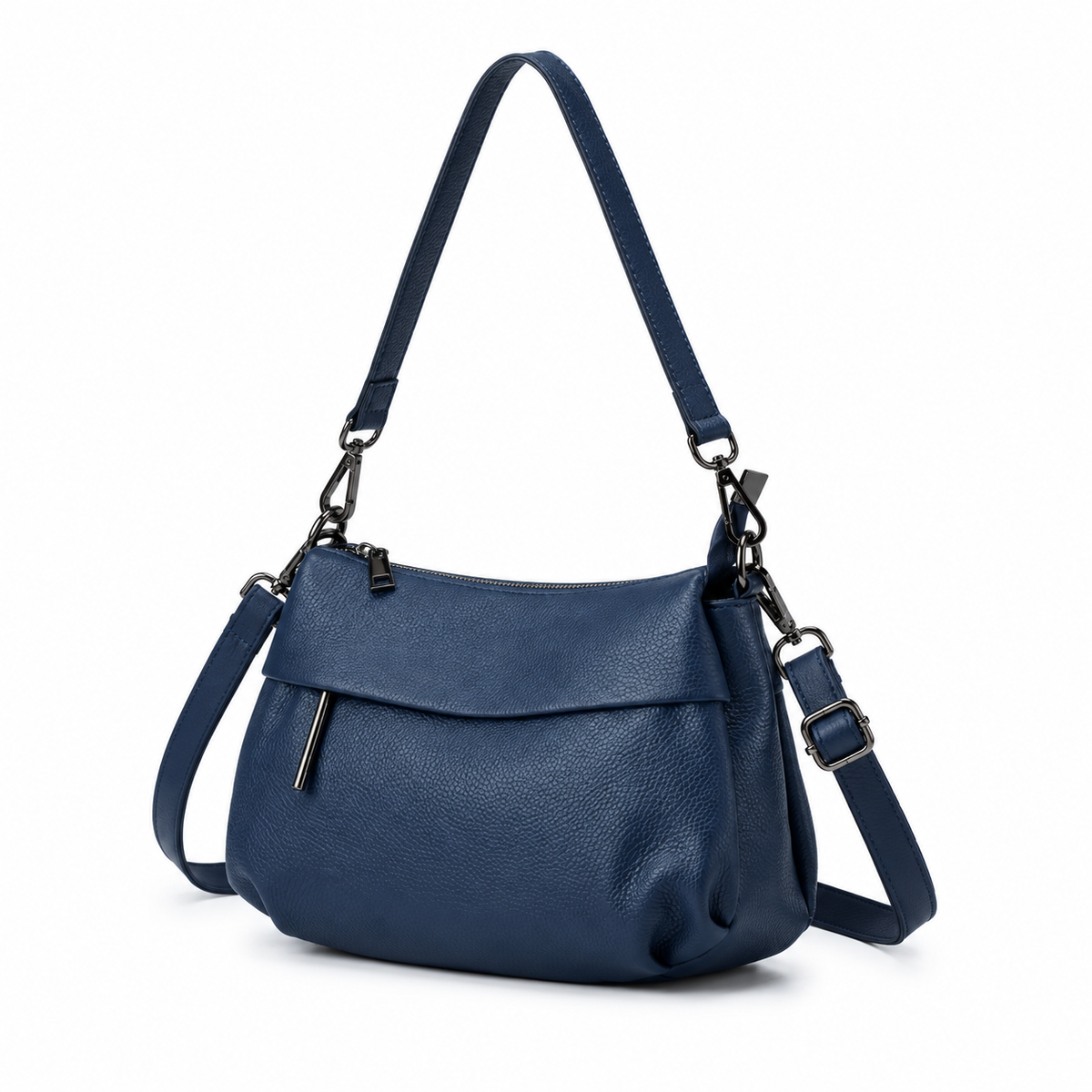 Navy Blue Textured Shoulder Crossbody Bag