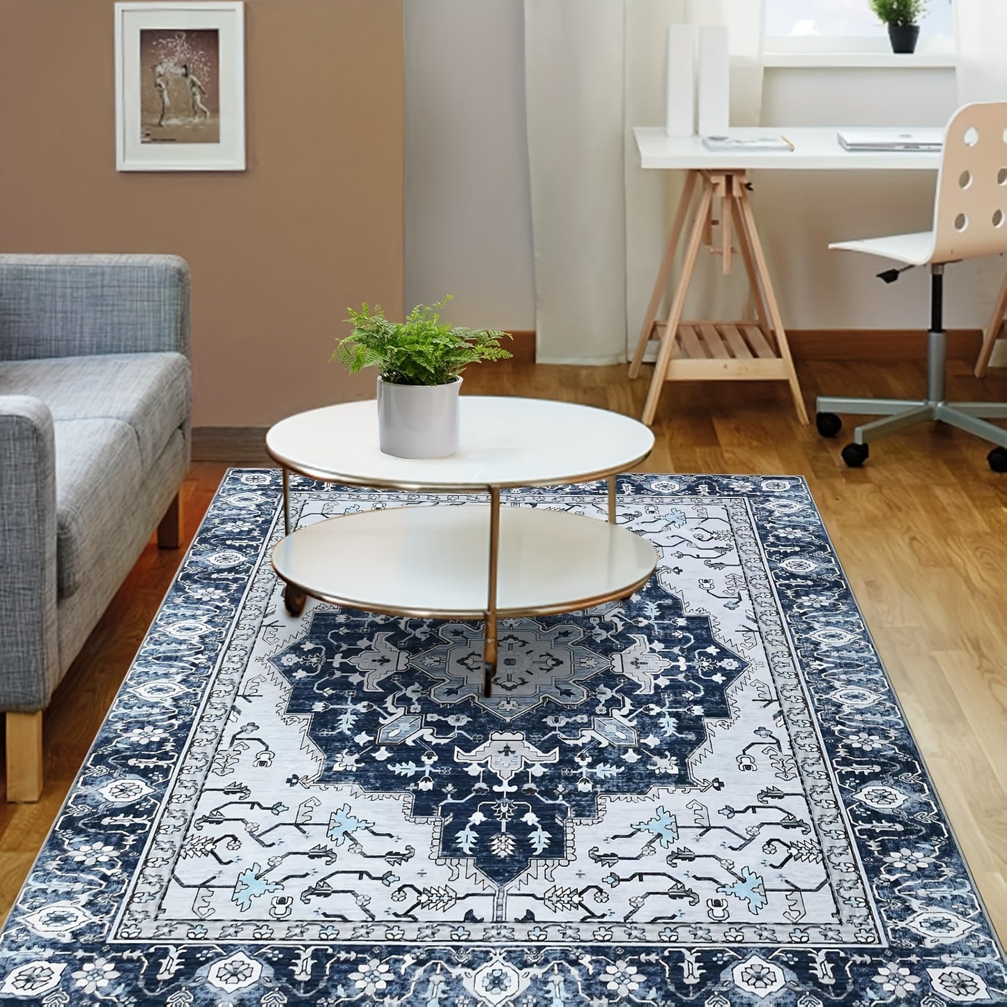 Vintage Floral Print Throw Floor Carpet Small Entrance Rug Washable Living Room Rug Easy Cleaning Rug Stain Resistant Indoor Carpet Non Slip Non Shedding Low Pile Soft Bedroom Rug Folding Rug For Dining Room Office Kitch