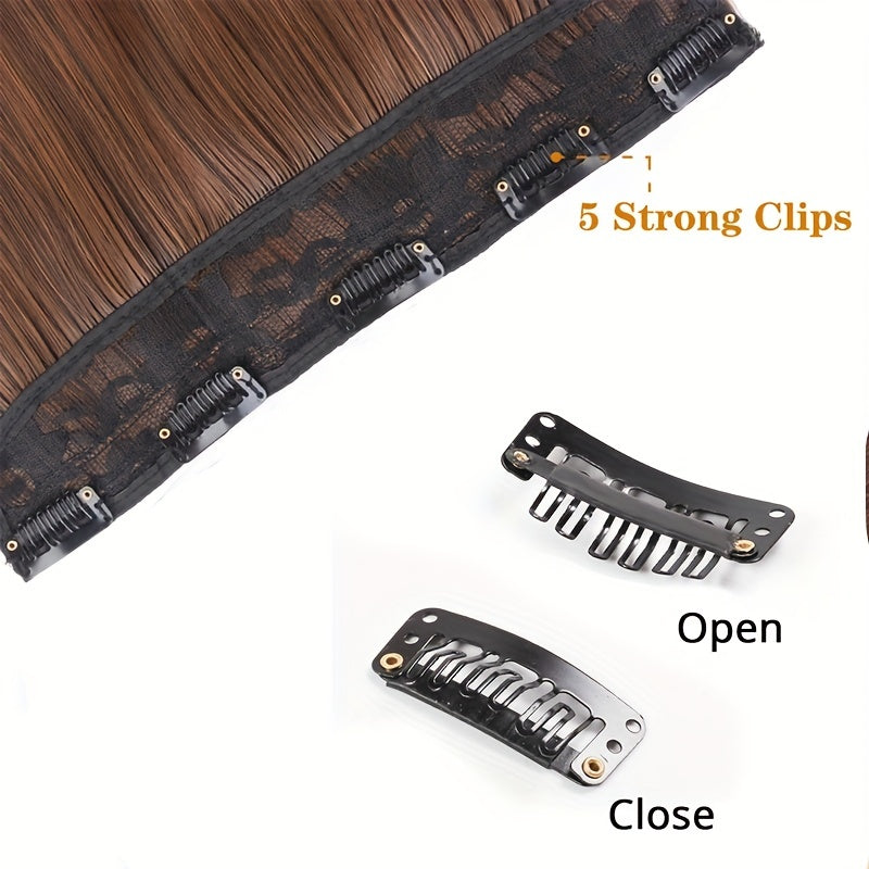 One Piece Hair Extension Synthetic 5 Clip Long Curly Hair Extensions Wig Natural Lifelike Wig