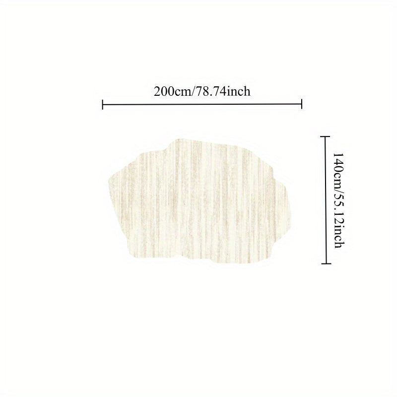 Faux Imitation Cashmere 1000g 10mm French-Style Cream Living Room Decor Large Area Rug, Ins Light Luxury Marble Texture Bedroom Plush Carpet, Fluffy Soft Lounge Rug, Irregular Washable Non-Slip Mat